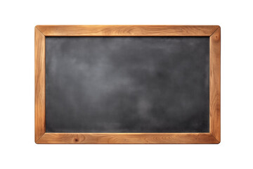 Blank blackboard in wooden frame isolated on transparent background. PNG file.