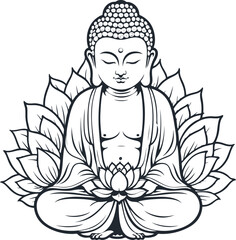 Buddha and lotus, vector illustration