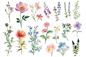 watercolor clip art flowers and botanical illustrations