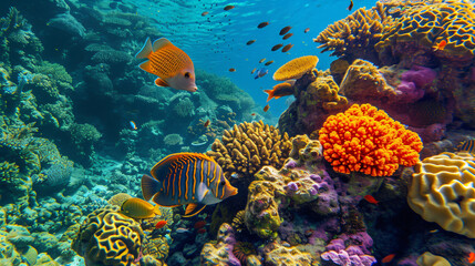 Naklejka premium coral reef and fish