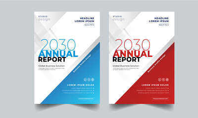 red & cyan color annual report business brochure design template