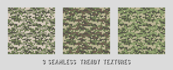 Proxy camouflage military pattern. Trendy camouflage pattern for army. Military-style Creative Camouflage Set