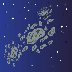 Space Asteroids Flat Icon