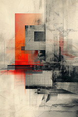 abstract, minimalistic collage, japanese art.wall art with grunge effect