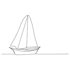 Sea Sailboat Continuous one line drawing out line vector illustration