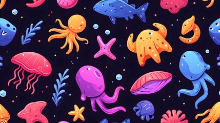 underwater clip art collection with marine life and ocean elements