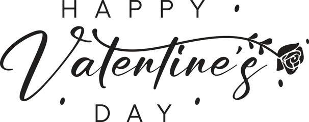 Happy Valentines Day greeting card. Calligraphic design for print cards, banner, poster Hand drawn text lettering for Valentines Day with hearts shape Vector illustration