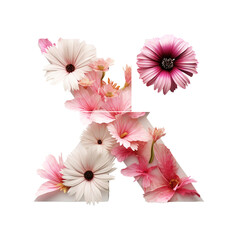 Letter X with flower elements flower made of flower 3D isolated on transparent background