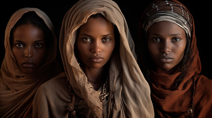 covered black African three girls