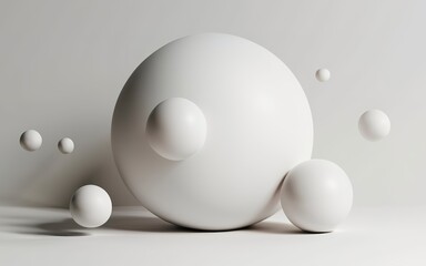 Minimalist background design with futuristic white sphere on light background