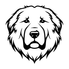 Great Pyrenees dog black silhouette logo svg vector, Great Pyrenees icon illustration.