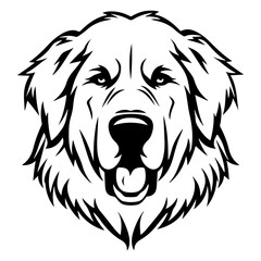 Great Pyrenees dog black silhouette logo svg vector, Great Pyrenees icon illustration.