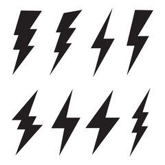 Lightning bolt icons set.  Different flash icon symbol set Vector illustration