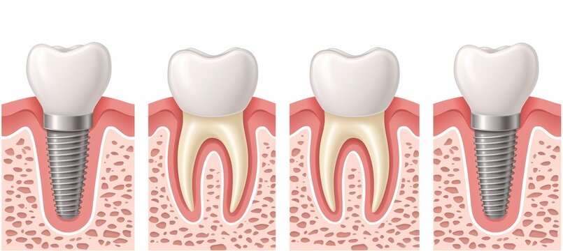 In depth step by step visual guide for tooth implant procedure with text annotations
