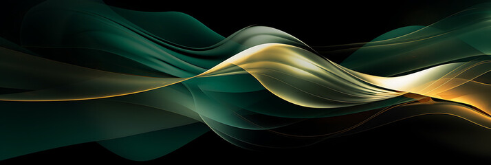 Abstract background art in rich dark green, silver and gold color