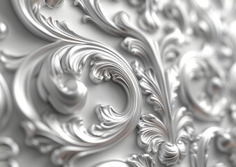 silver background with silver ornament and flowers
