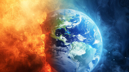 Illustration of earth in flames