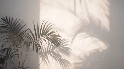 Fototapeta na wymiar Copy space with palm shadow