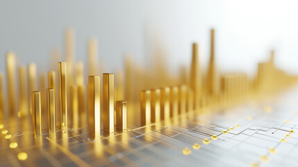 Model of a Growing Chart, gold color 3d
