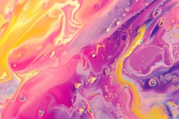 Fototapeta premium Vibrant Pink and Yellow Oil and Water Mix