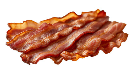 Isolated crispy slices of bacon.