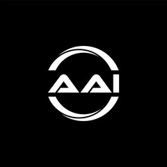 AAI letter logo design with black background in illustrator, cube logo, vector logo, modern alphabet font overlap style. calligraphy designs for logo, Poster, Invitation, etc.