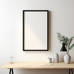 Fototapeta na wymiar a blank black frame on a wall
