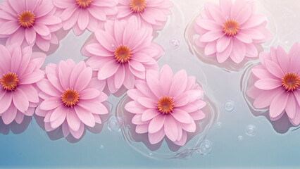 Fototapeta na wymiar Pink water flowers