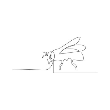 recommend clip art:  Continuous one line drawing of bee outline vector illustration