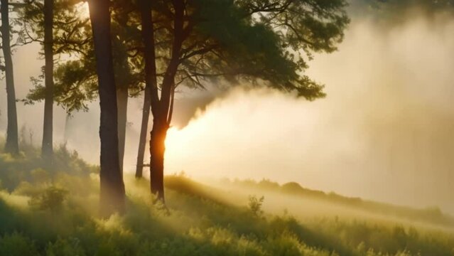 fogging landscape forest grasslands