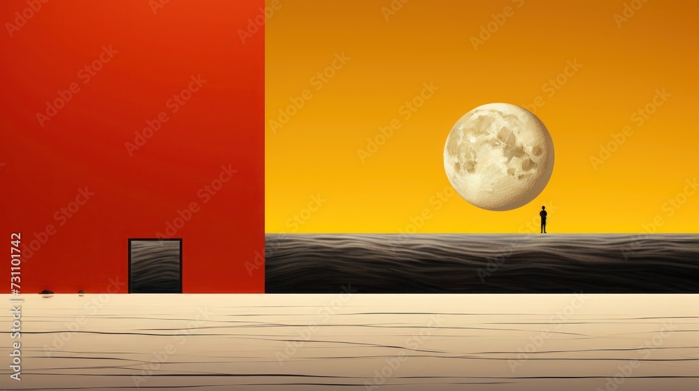 Wall mural night sky's tranquil moonlit oasis by the ocean
