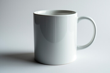 Obraz premium Mug white coffee lies on a simple background.