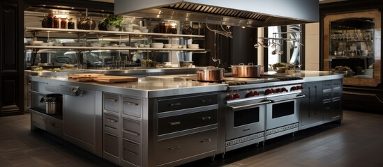 Professional industrial stainless restaurant kitchen