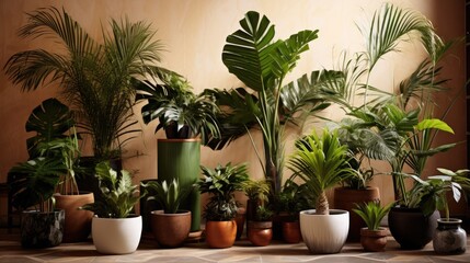 Fototapeta na wymiar Exotic potted plants for indoor decoration.