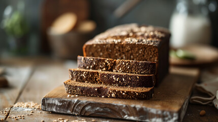 A couple of slices of traditional Danish rye bread.