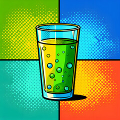 Pop art style of a fizzy drink