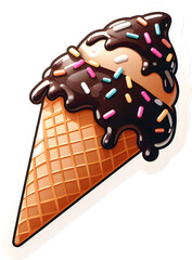 Cartoon sticker of an ice cream