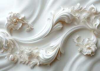 abstract flower white background with ornament and pearls