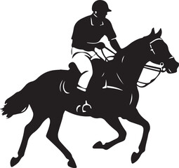 horses with jockey vector illustration