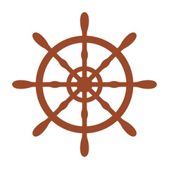 Boat handwheel, ship wheel helm. Sea, ocean symbol. Flat style vector illustration isolated on white background.