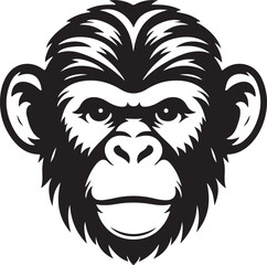 black and white  monkey head vector illustration 