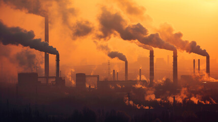 Chimney Smoke and Smog: Environmental Pollution Concept