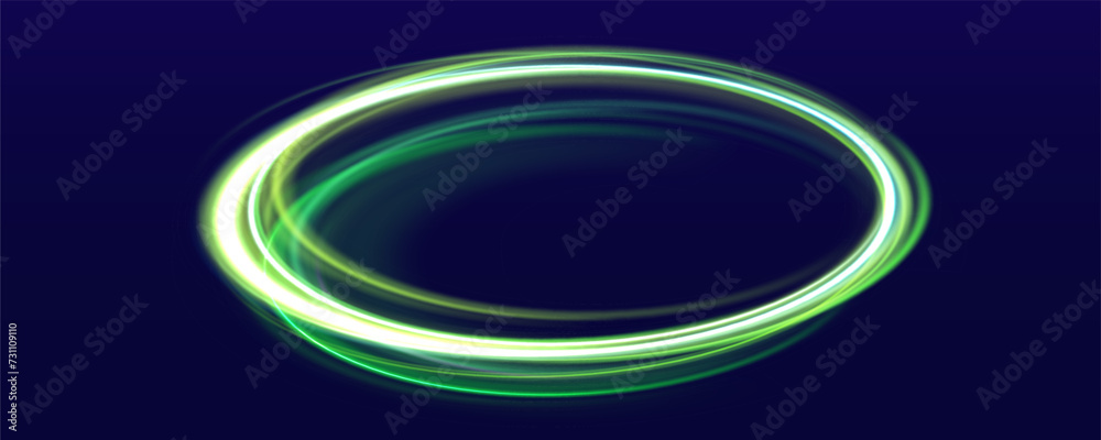 Poster Neon ellipse in the form of speed. Glowing spiral. Abstract neon color glowing lines background. The energy flow tunnel. Shine round frame with light circles light effect.