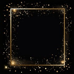 gold golden blank frame background with confetti glitter and sparkles