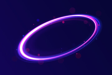 Curve blue line light effect neon swirl. Abstract ring background with glowing swirling background. Energy flow tunnel. Blue portal, platform. Magic circle vector.