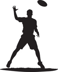 Fototapeta na wymiar sportsman throwing ultimate frisbee flying disc silhouette vector illustration