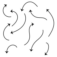 Arrows big black set icons. Arrow icon. Arrow vector collection. Arrow. Cursor. Doodle hand drawn arrows in white artboard.