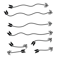 Arrows big black set icons. Arrow icon. Arrow vector collection. Arrow. Cursor. Doodle hand drawn arrows in white artboard.