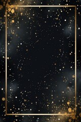 black golden blank frame background with confetti glitter and sparkles