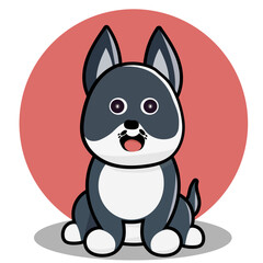little dog spike grey vector image on a red circle